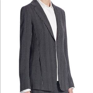 Akris Punto Striped Wool Blazer Black Cream s8